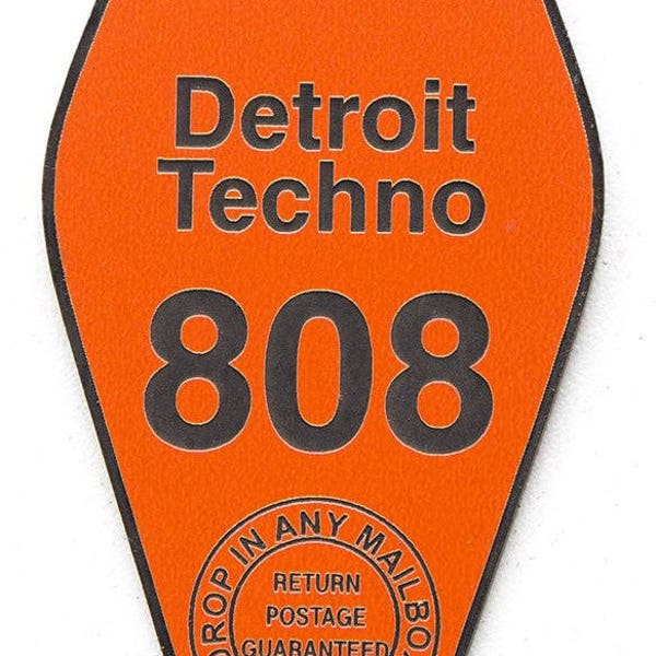 Detroit Techno Motel Keychain, Room 808. Techno lover gift. Vintage style hotel keychain, gift for musician, electronic music lover gift.