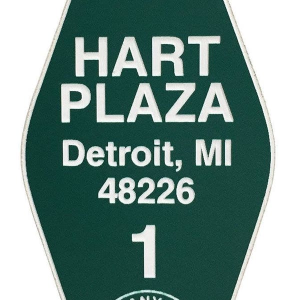 Hart Plaza, Detroit Motel Style Keychain. Movement Festival, Techno festival, gift for Detroiter, Detroit riverfront. Made in Michigan.