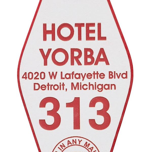 Hotel Yorba Keychain, vintage style motel keychain, hotel key chain. Jack White fan, White Stripes fan gift, Detroit music lover gifts