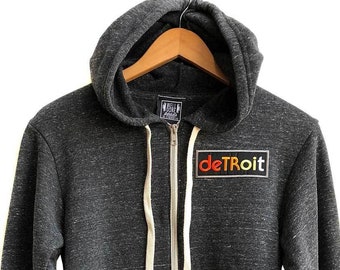 Detroit Hoodie. Retro Detroit Rhythm Composer Embroidered Patch Hooded Sweatshirt. Detroit Techno Shirt Detroit Michigan Gift for Detroiter