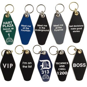 Hotel California Motel Keychain. Vintage hotel style keychain, Room 13 room key. Eagles fan, Glenn Frey, Don Henley fan, classic rock fan. image 4