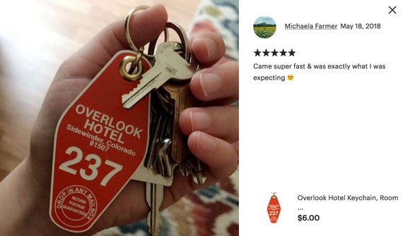 Overlook Hotel Keychain Room 237 Motel Keychain The Shining Movie Fan Gift Stanley Kubrick Fan Horror Film Lover Gift Stephen King Fan