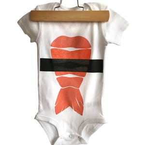 Shrimp Nigiri Infant Bodysuit, Shrimp Sushi Baby Snapsuit. Sushi costume, funny baby gift. Sushi lover gift, sushi bodysuit cute baby romper White