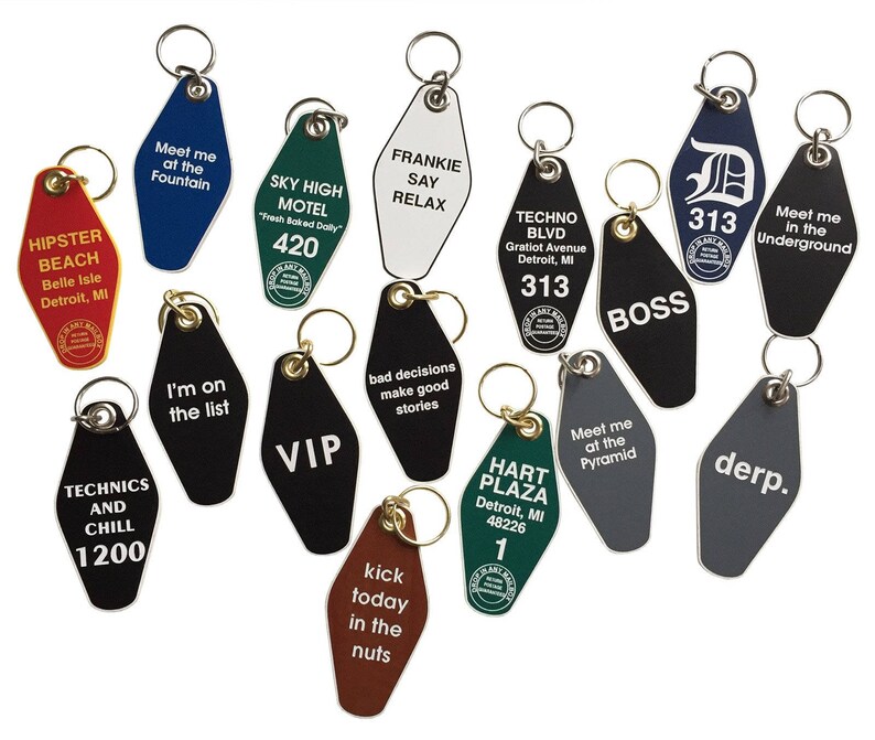 Hotel California Motel Keychain. Vintage hotel style keychain, Room 13 room key. Eagles fan, Glenn Frey, Don Henley fan, classic rock fan. image 6