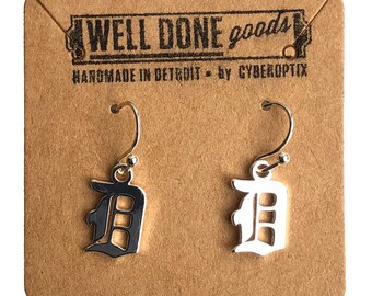 Hand Crafted, Jewelry, Detroit Tigers D Logo Earrings Choice Of Post Or  Hooks