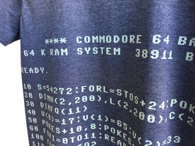 Commodore 64 BASIC Code T-Shirt. Computer science, Retro Computer shirt, retro gaming tee. Computer geek gifts, programmer gift, developer image 2