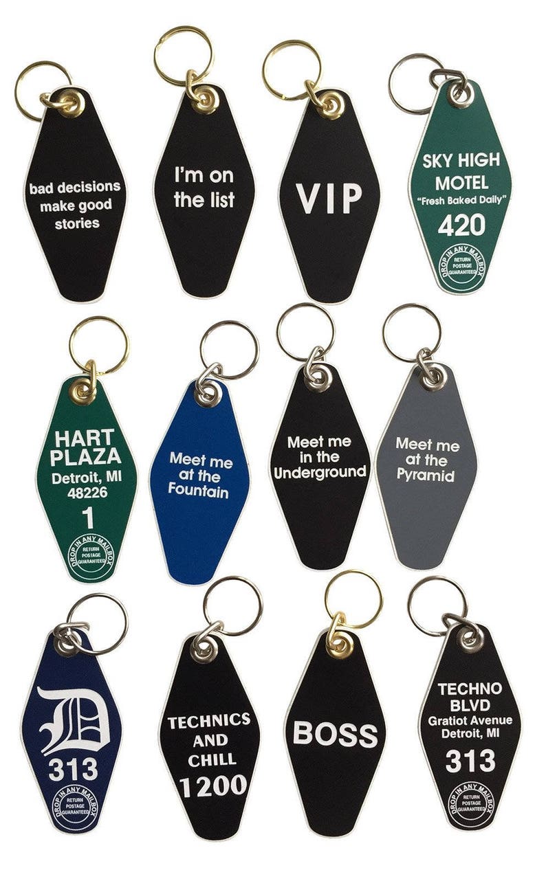 Hotel California Motel Keychain. Vintage hotel style keychain, Room 13 room key. Eagles fan, Glenn Frey, Don Henley fan, classic rock fan. image 5