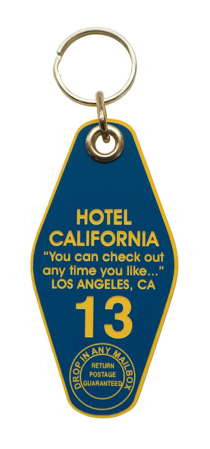 Hotel California Motel Keychain. Vintage hotel style keychain, Room 13 room key. Eagles fan, Glenn Frey, Don Henley fan, classic rock fan. image 2