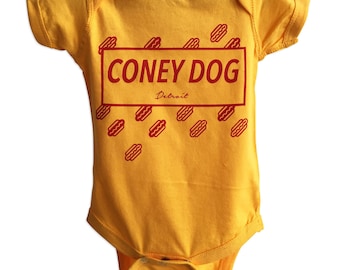 Foodie Parents Infant Bodysuit Coney Dog Flying Wieners & Buns Baby Snapsuit Detroit Hot Dog weiners baby creeper Detroiter gift foodie baby