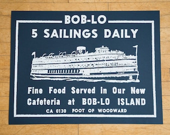 Boblo Island Screen Printed Poster Print, Vintage Advertisement. 19" x 25"