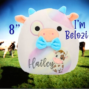 CUSTOMIZED COW SQUISHMALLOWS, Belozi cow Personalized Plushie gift, stuffed animals, Birthday gift, soft baby toy, 8 inch plush, last one