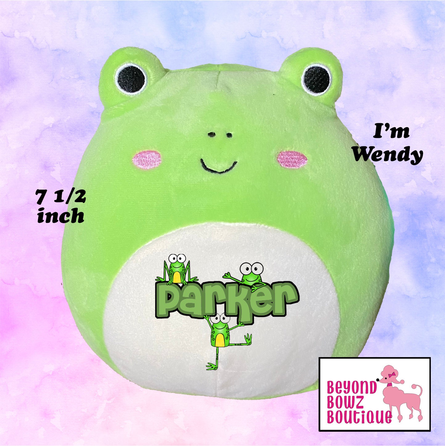 Personalized 7.5 Inch Leigh the Yellow Frog Squishmallow 