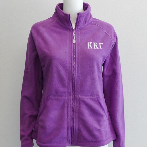 Kappa Kappa Gamma Orchid Full Zip Sorority Letter Fleece Jacket