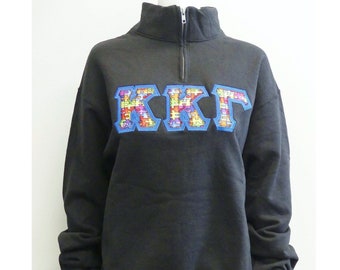 Kappa Kappa Gamma Black 1/4 Zip Sorority Letter Sweatshirt