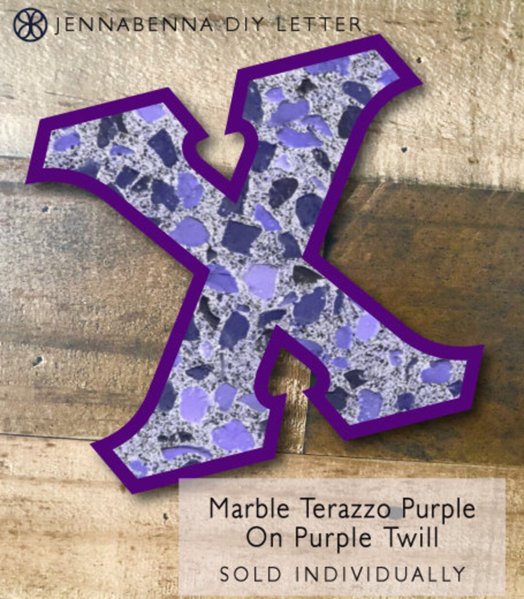 Individual DIY Iron on Letter Exclusive Marble Terrazzo Purple on