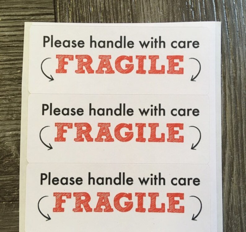fragile handle with care do not bend mail white stickers 60 etsy