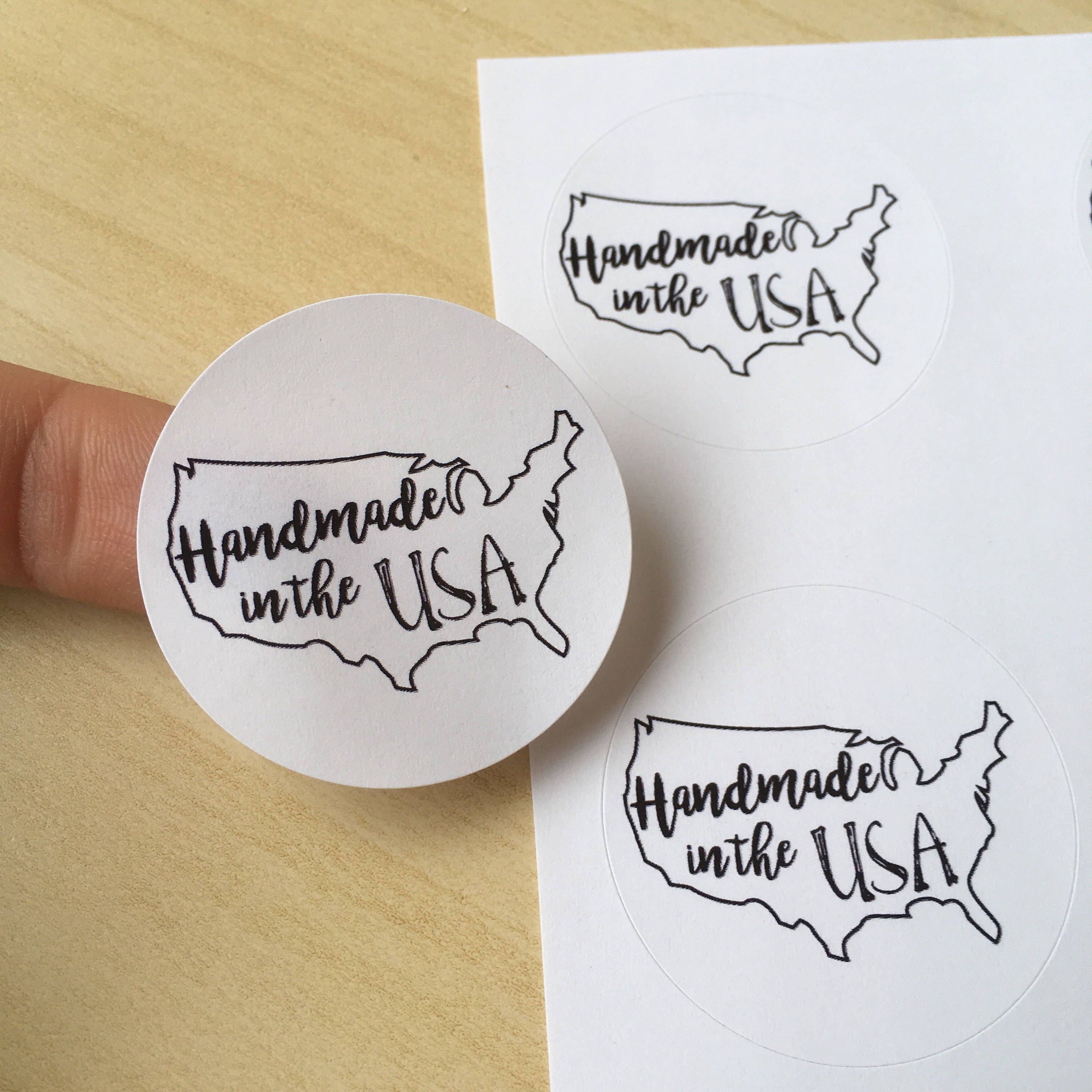 Handmade in the USA stickers 50 1.5 circular mail | Etsy