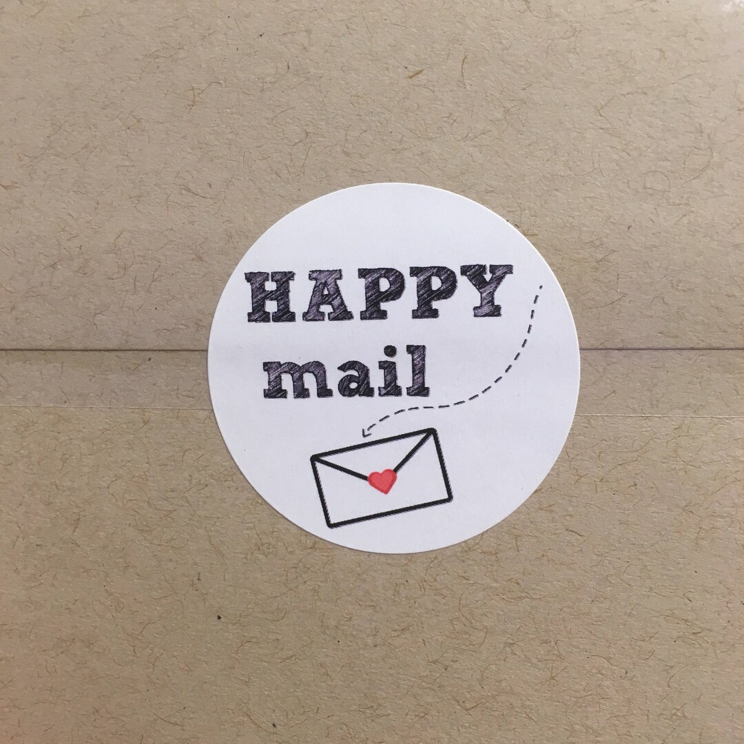 Sending Love Happy Mail Stickers 50 1.5 Circular Mail Stickers Etsy