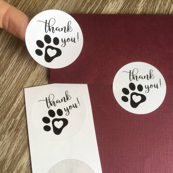 Thank You Stickers Paw Print - Etsy