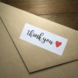 Mail stickers - 60 thank you with heart white address labels