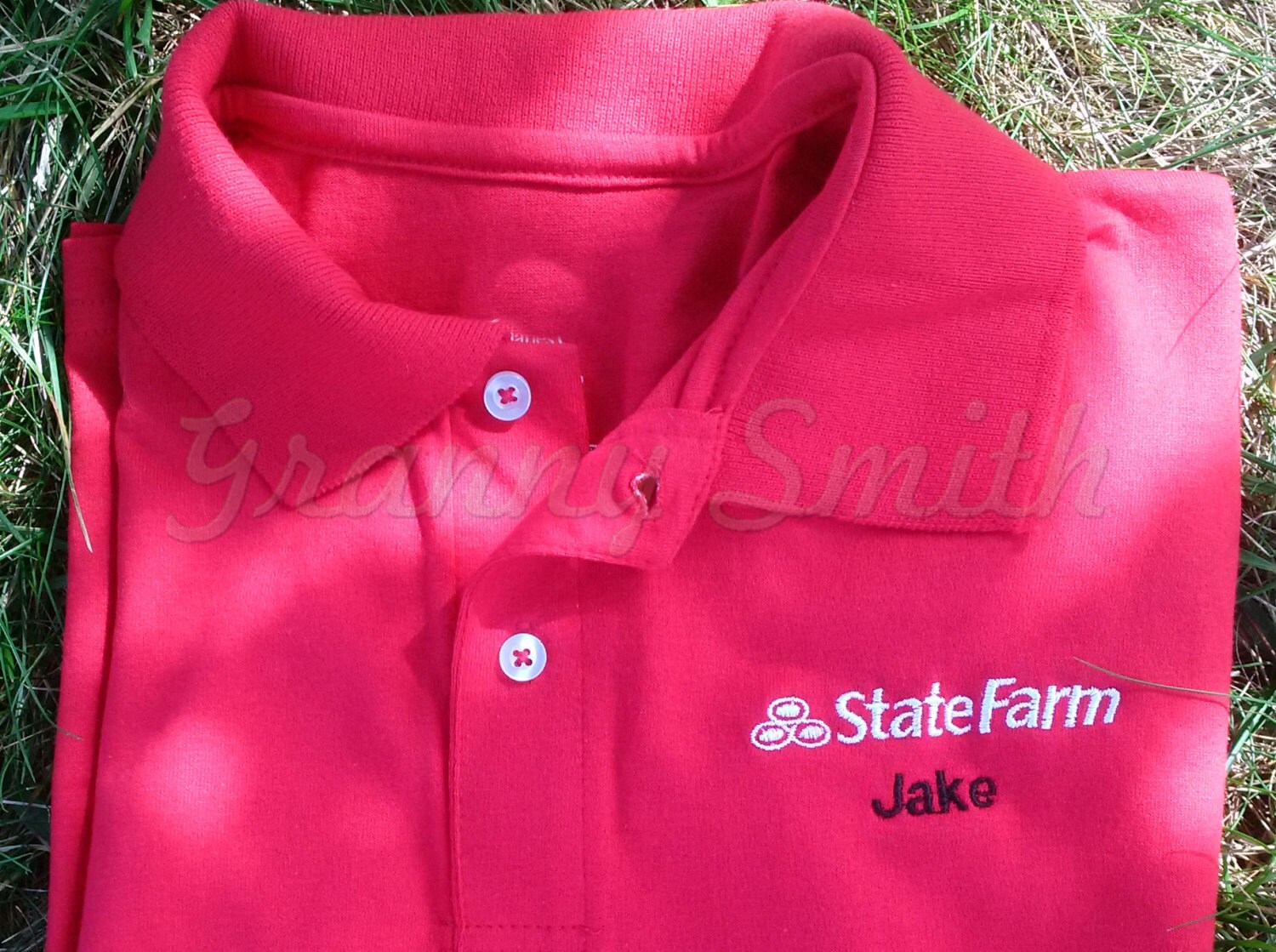 Jake van State Farm Shirt Comicon. Polo Shirt Cosplay geborduurd Kleding Herenkleding Overhemden & T-shirts Polos Halloween Kostuum Rood Shirt korte mouw 