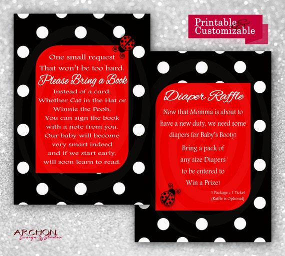 Ladybug Baby Shower Invitation Wording On Back Insert Red Etsy