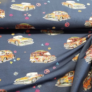 Jersey, cotton jersey, blue, cars, beetles