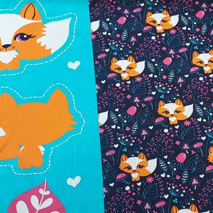 Jersey, Cotton jersey, Panel, Fox, Cuddly toy