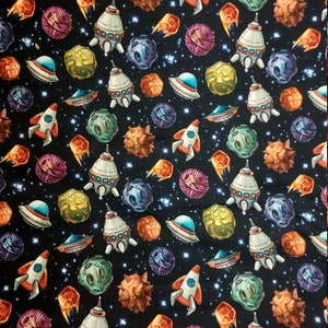 Cotton jersey, jersey, planets, spaceships