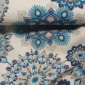 Decorative print, mandala, blue, turquoise