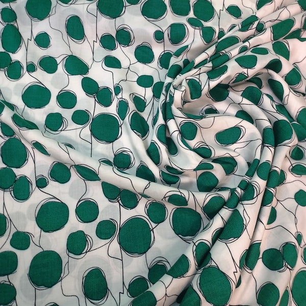 Viscose, imprimé, vert, blanc