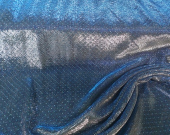 Tulle blue iridescent printed with 3D dots