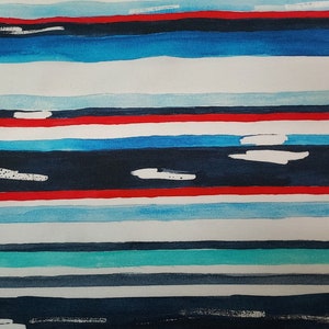 Jersey, cotton jersey, stripes, blue, mint, red