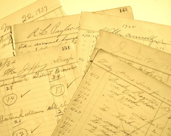 Antique Ledger Pages 100+ Years Old from Memphis Gin and Country General Store 1890's-1930's (8 full pages).