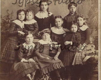 Vintage Antique Photograph Digital Download Printable Image Cabinet Card 9 Victorian Sisters. Late 1800's to early 1900's.