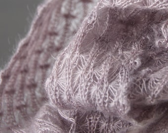 Hand Dyed Silk Mohair Cowl ‘Snowflakes’ –  Dusty Mauve