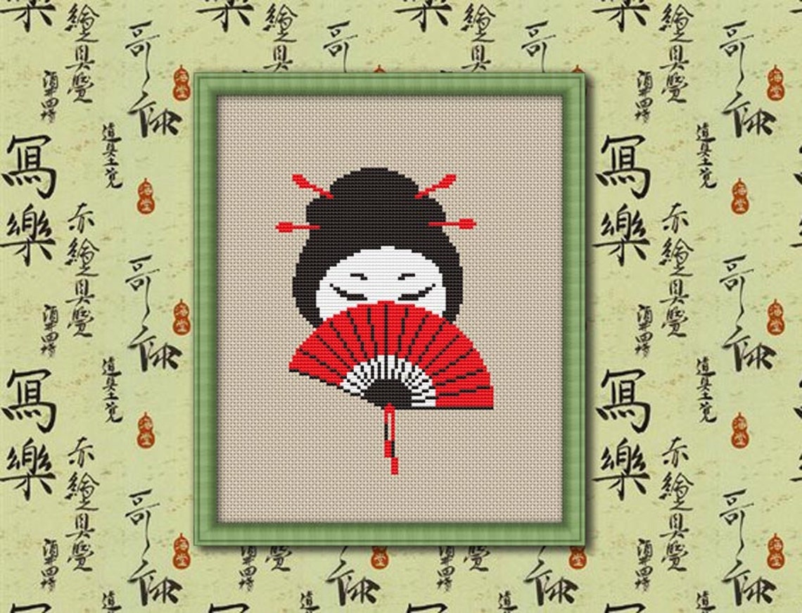 Japanese Geisha Counted Cross Stitch Pattern PDF Cross Etsy