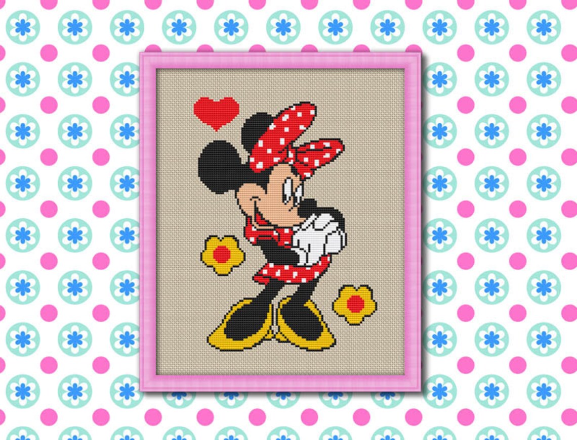 MINNIE MOUSE Counted Cross Stitch Pattern PDF Cross Stitch - Etsy