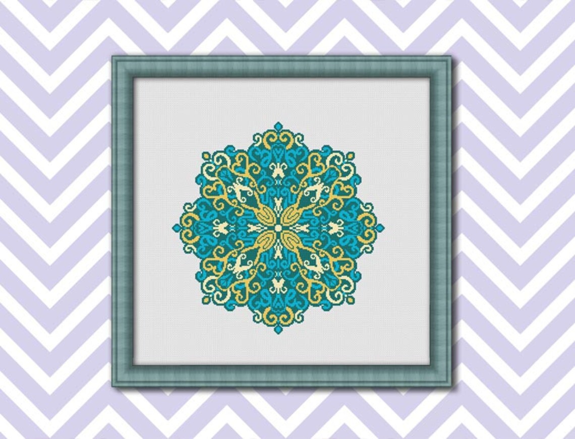 Mandala turtle counted cross stitch kit