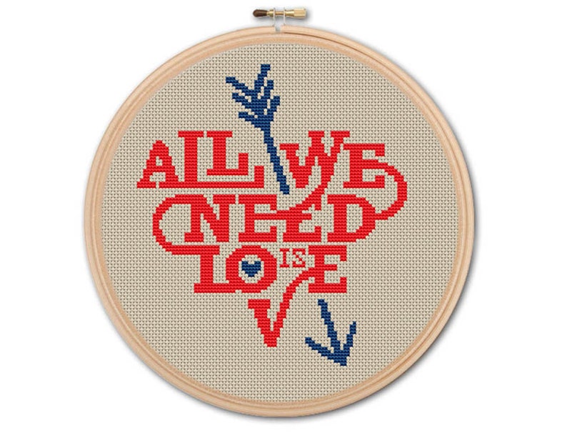 All We Need is Love Counted Cross Stitch Pattern PDF Cross Etsy