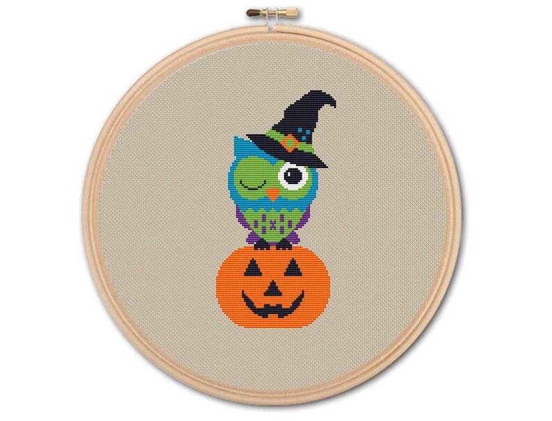 Owl Halloween Counted Cross stitch Pattern PDFCross | Etsy