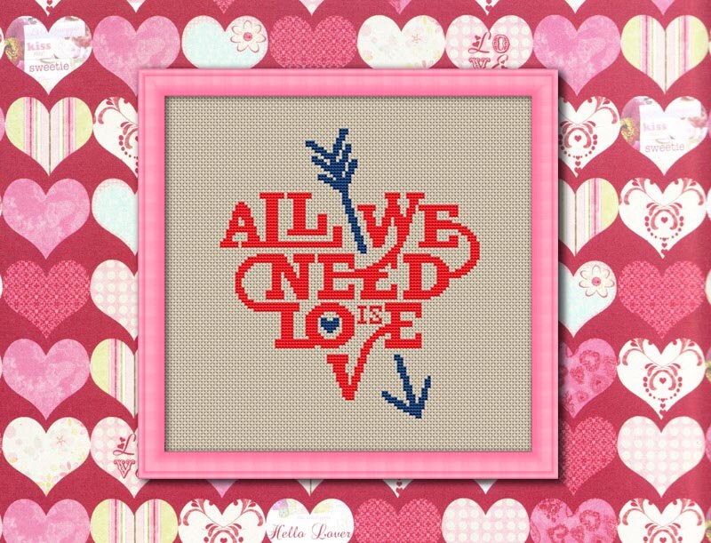 All We Need is Love Counted Cross Stitch Pattern PDF Cross Etsy