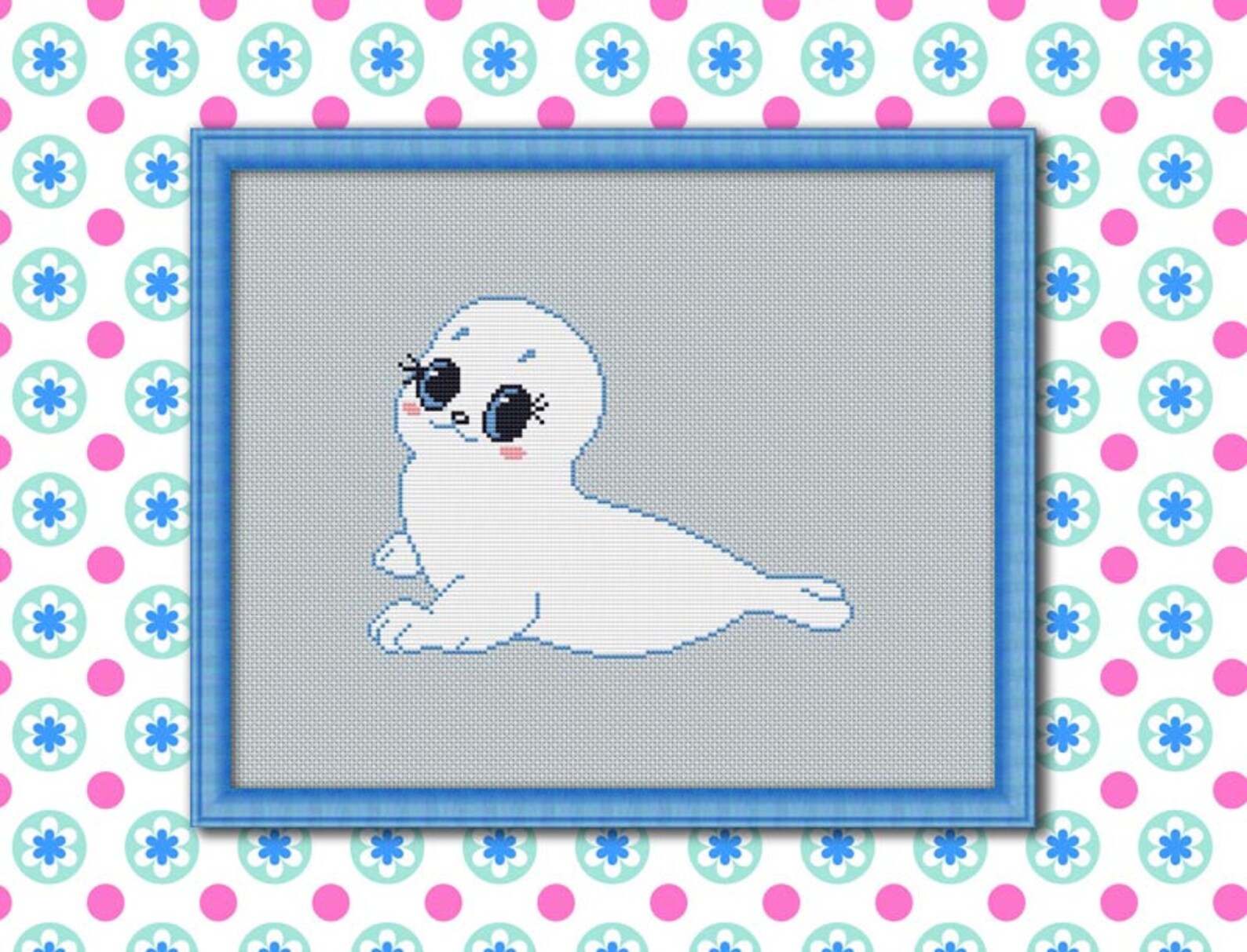 Cute Baby Seal Counted Cross Stitch Pattern PDF Cross Etsy