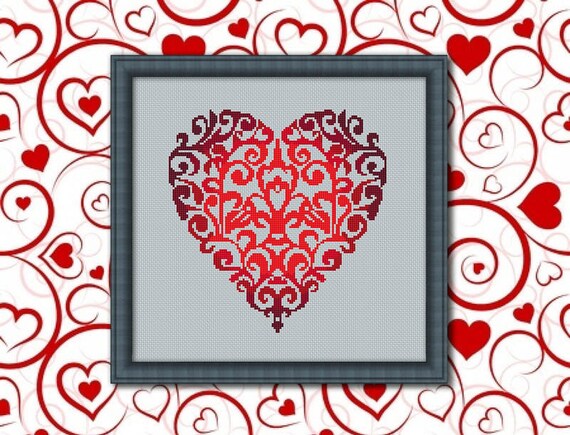 Heart Counted Cross Stitch Pattern Pdfcross Stitch Chart - Etsy