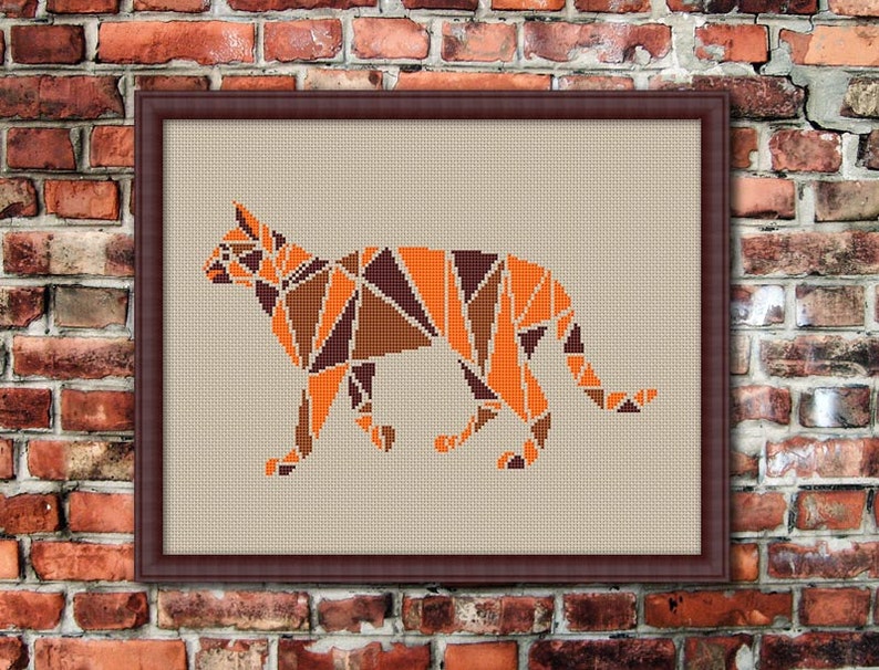 Geometric Cat Counted Cross stitch Pattern PDF Cross | Etsy