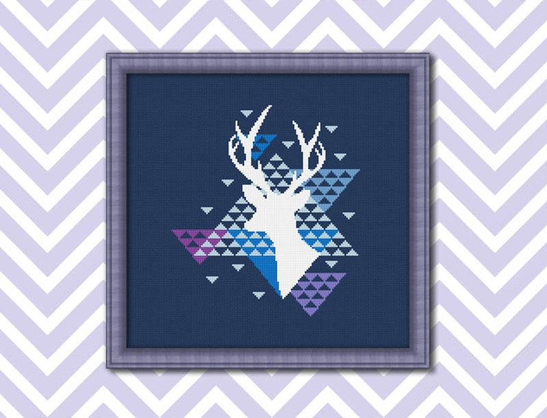 Geometric Deer Counted Cross Stitch Pattern PDF Cross Etsy