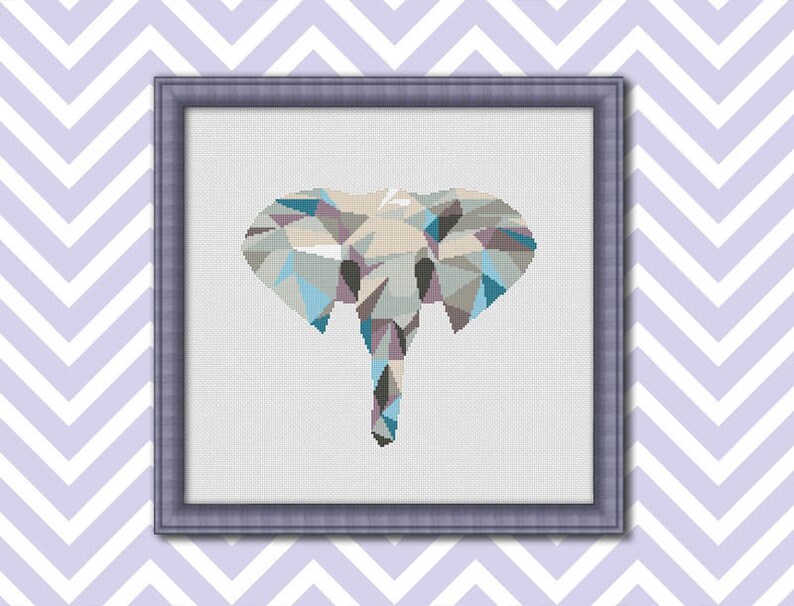 Geometric Elephant Counted Cross stitch Pattern PDF Cross Etsy