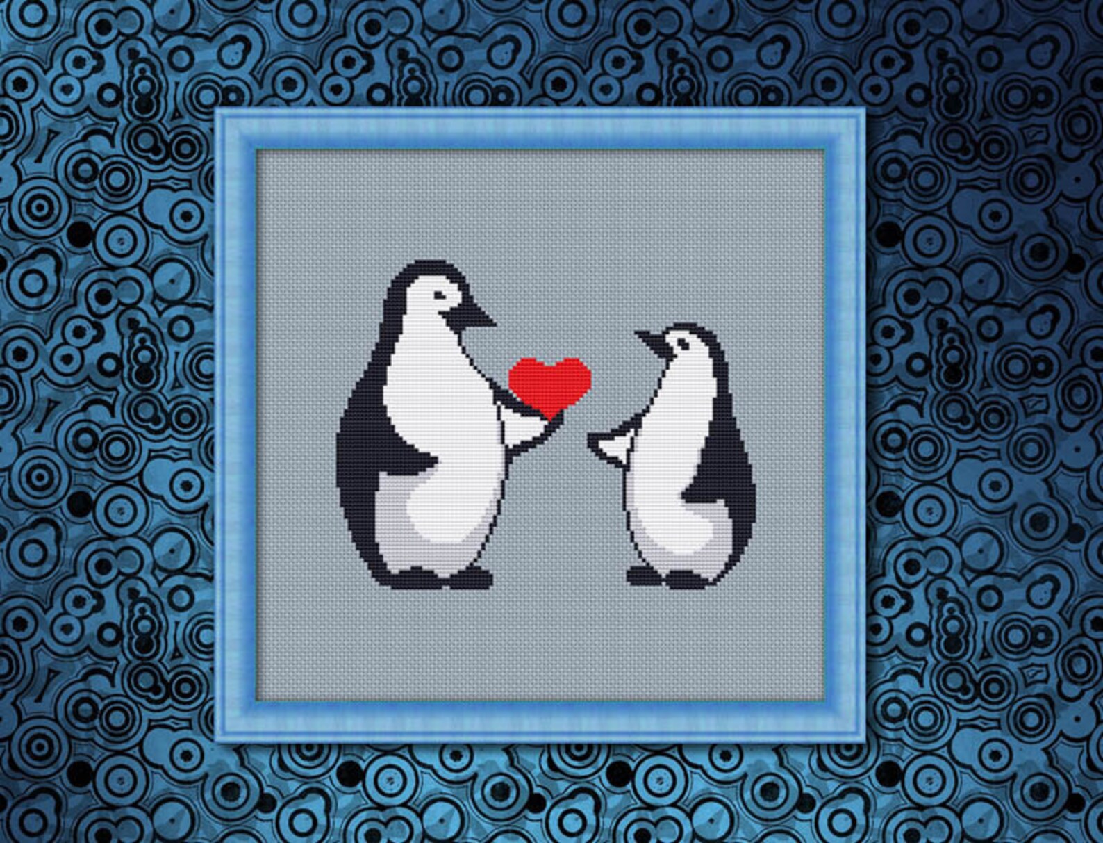 Penguins in love Counted Cross stitch Pattern PDF Cross Etsy