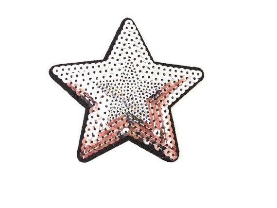 an23 Nautischer Stern Silber Star Glänzend Aufnäher Bügelbild Patch 9 x 9 cm 
