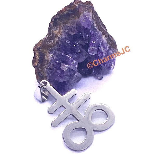 LEVIATHAN CROSS Stainless Steel Charm Pendant - Sulphur Symbol- Alchemy Jewelry - Satanic Cross Pendant - Spiritual Jewelry - Occult Jewelry